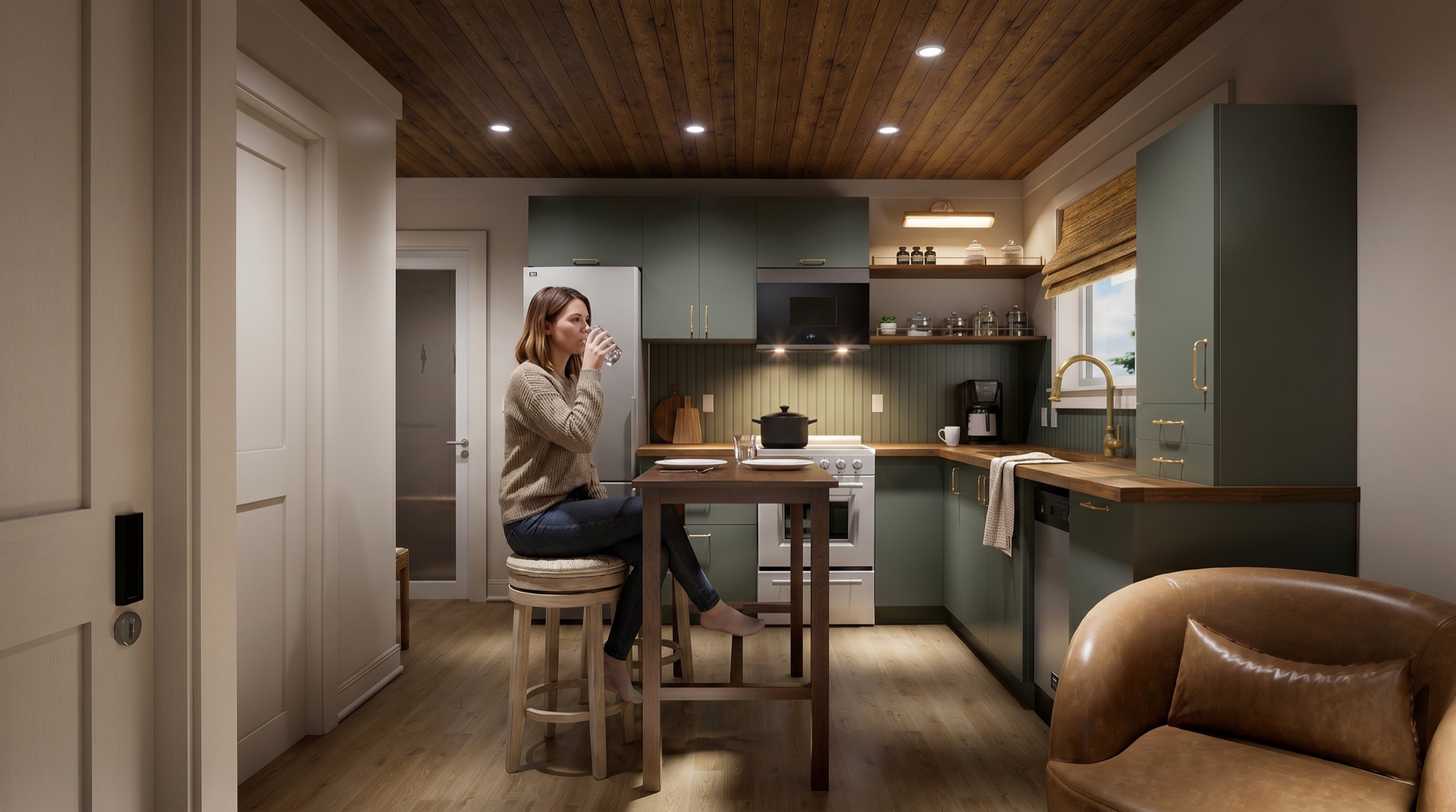 Rendering of the Crystal Lake kitchen and dining room