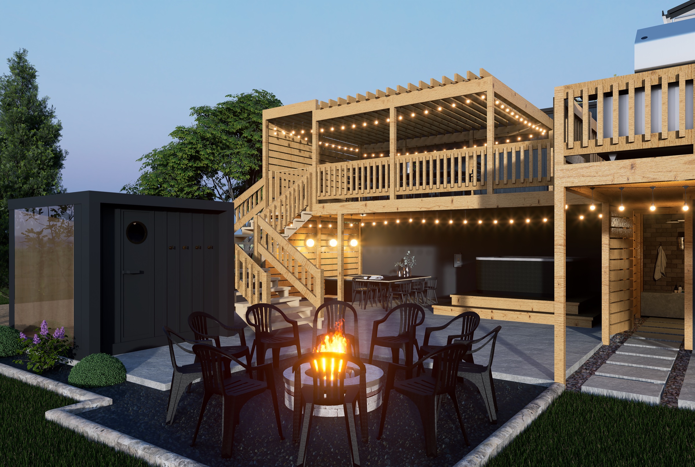 Rendering of the lakeside kitchen, before the room existed
